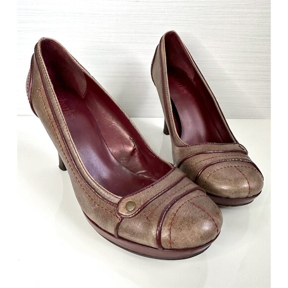 Charles David Round Toe Leather Pumps Taupe Brown Womens Size 8 - Picture 3 of 8